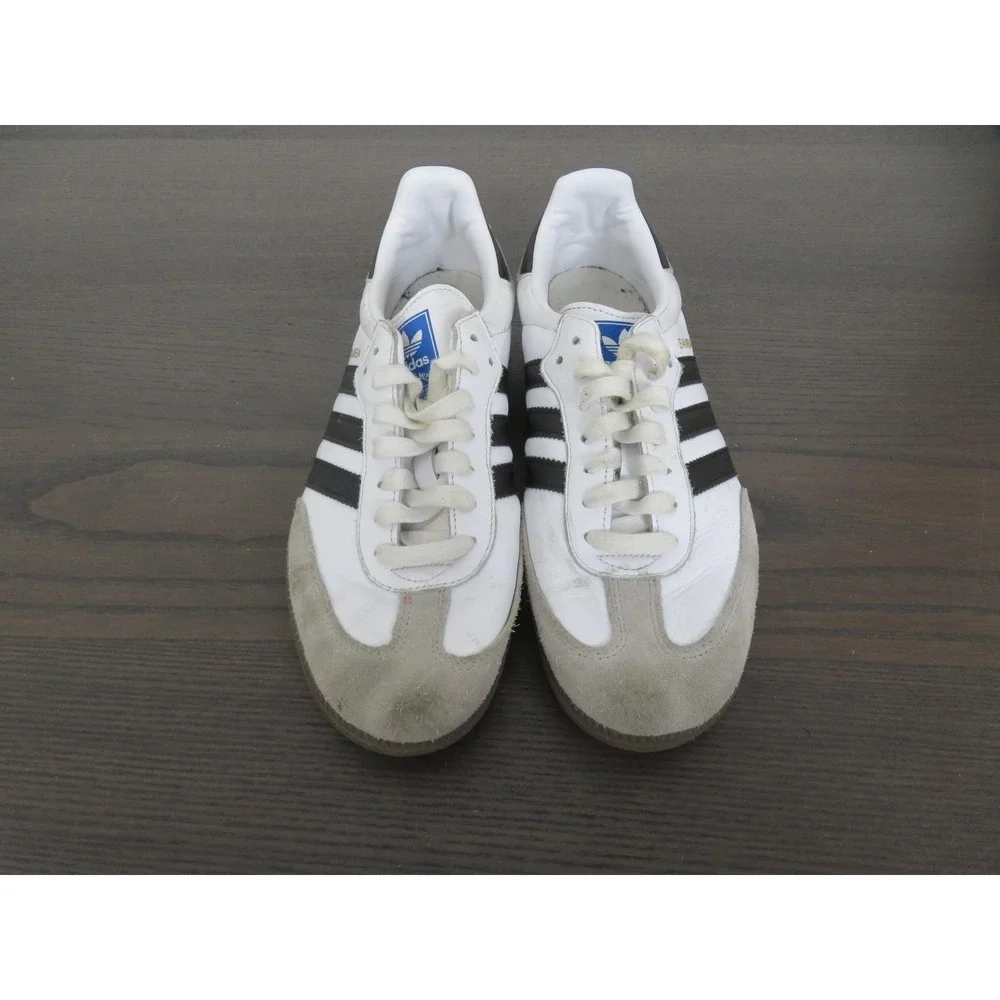 Adidas Samba Shoes Mens Size 9.5 White Black Leather Sneakers Soccer B75806